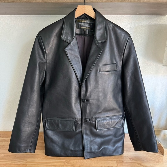 Coronado Black Leather Mens Jacket Concealed Carry Pockets Size 42